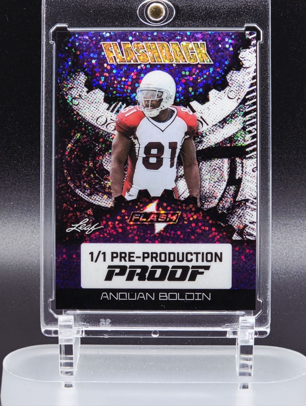 Leaf Flashback Anquan Boldin 1/1 Pre-Production Proof Purple/Red/White